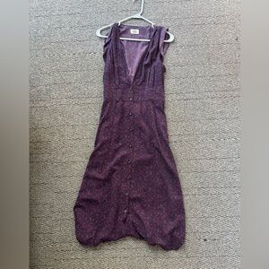 Marine Layer Plum Floral Button-Front Midi Dress Size Small